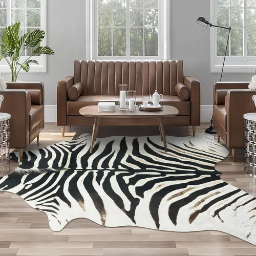 Miniatura 21 de Alfombra de piel de vaca sintética AROGAN, alfombra premium con estampado de vaca para decoración occidental boho, piel de vaca para dormitorio