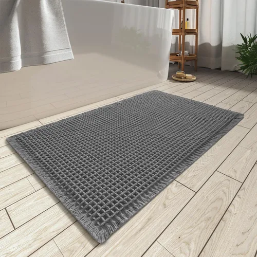 Miniatura 48 de AMOAMI Tapete de baño mejorado con diseño de gofre, súper absorbente, antideslizante, para suelo de baño, lavable a máquina, con borlas, tapetes