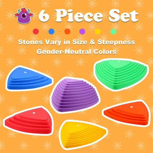 Miniatura 3 de Gentle Monster Stepping Stones para niños, juego de 6/8/11 piezas para equilibrio con parte inferior antideslizante - coordinación de ejercicio y 6