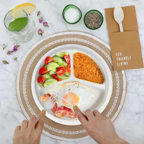 Miniatura 7 de 150 piezas 100% compostables platos de papel de 10 pulgadas, platos de fibra de caña de azúcar resistentes desechables ecológicos biodegradables