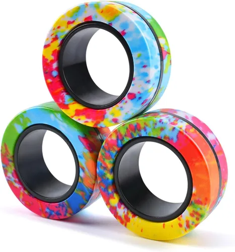 Juego de 3 piezas de anillos magnéticos fidget, juguetes magnéticos fidget ideales para TDAH y ansiedad para adultos, anillos spinner fidget para