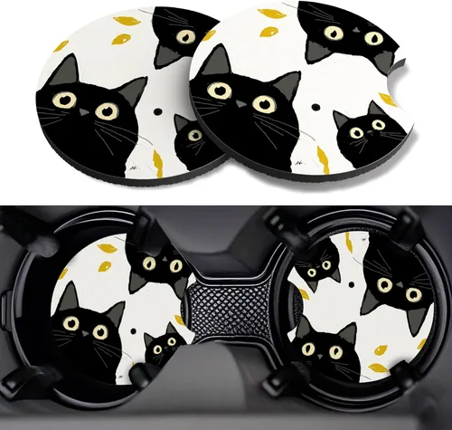 Miniatura 7 de Posavasos para automóvil, paquete de 2 posavasos para automóvil, 2.75 pulgadas, antideslizantes y absorbentes, para portavasos de automóvil