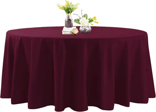 Miniatura 115 de Mantel de poliéster lavable de 90 pulgadas, resistente a las manchas y a las arrugas, mantel decorativo para mesa de comedor, fiestas de bufé y Negro