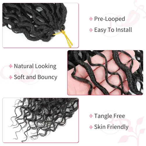 Miniatura 30 de Alicoco Goddess Locs Cabello de Ganchillo 12 Pulgadas 8 Paquetes Rastas Sintéticas de Ganchillo Para Mujeres Rastas Suaves Boho Pre-enrolladas River