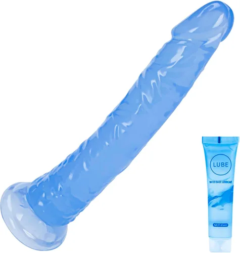 Miniatura 29 de Juguetes sexuales suaves y realistas de 9.4 pulgadas con ventosa para jugar con manos libres, pene grueso azul-morado adecuado para Violeta-Azul