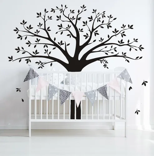 Miniatura 4 de Vinilo decorativo para pared de árbol de fotos de familia gigante, arte mural, decoración de pared para sala de estar, habitación de bebé (negro)