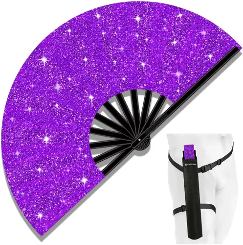 Miniatura 26 de Ventilador de Rave Plegable Grande de 13", Ventiladores de Mano Clack Plegables con Funda para Baile en Línea, Ventilador Boots On The Ground