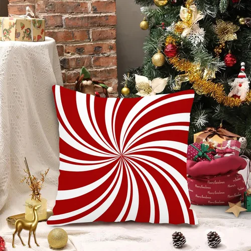 Miniatura 2 de GOOESING Fundas de almohada de Navidad con remolinos rojos, 16 x 16 pulgadas, diseño de bastón de caramelo dulce, doble remolino, color rojo