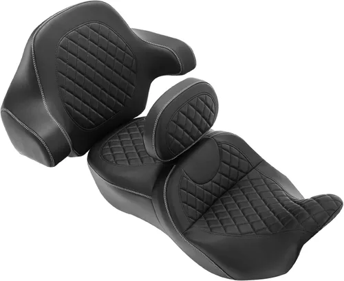 Miniatura 36 de C.C. RIDER Asiento de conductor, piloto y pasajero de una pieza con diamante, asiento de 2 plazas para Harley Touring Road King FLHR, Street Glide