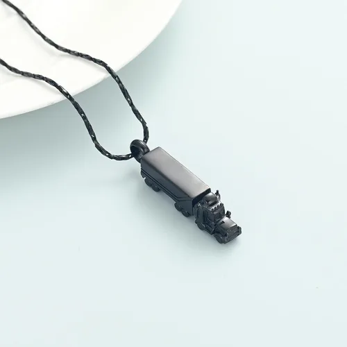 Miniatura 4 de Imrsanl Collar de urna para cenizas para hombres adultos de acero inoxidable con diseño de camión de 18 ruedas, joyería de cremación, colgante