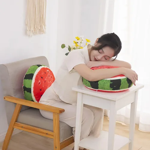 Miniatura 3 de Fruit Pillow Home - Cojín redondo con forma de cojín de felpa (13 pulgadas, marrón, estaca)