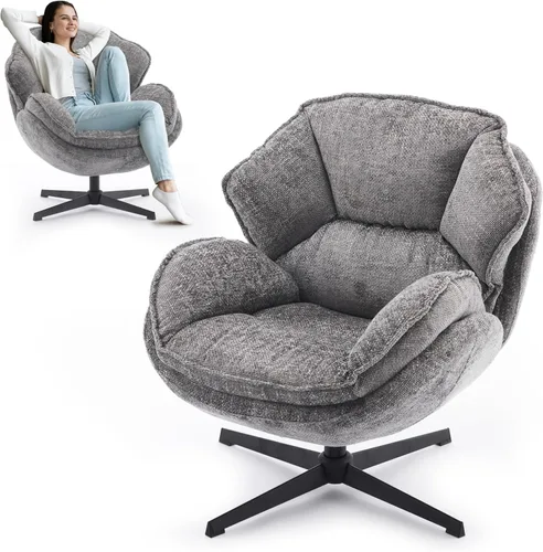 Miniatura 8 de IWMH Silla Giratoria de Acento para Sala de Estar, Sillón Tapizado con Patas de Metal, Silla de Salón Sofá, Cómodas Sillas de Ocio para Lectura