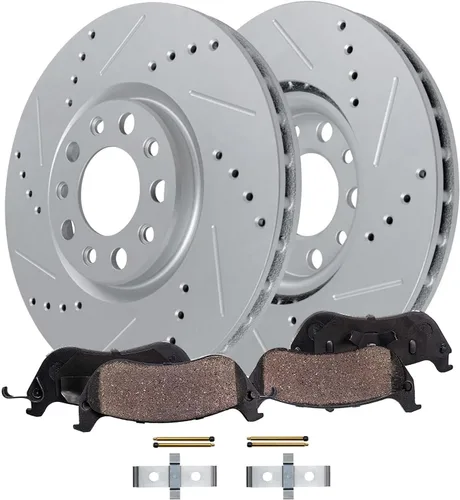 Miniatura 31 de Detroit Axle - Kit de freno delantero para Nissan Sentra 2020-2024 de 11.02 pulgadas, rotores de freno de disco perforados y ranurados, pastillas