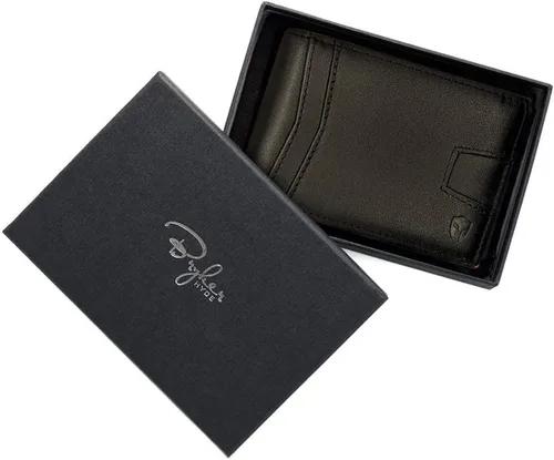 Miniatura 8 de Bryker Hyde Cartera de cuero delgada plegable con bloqueo RFID para hombres, bolsillo frontal, bolsillo para facturarecibo, Negro y naranja