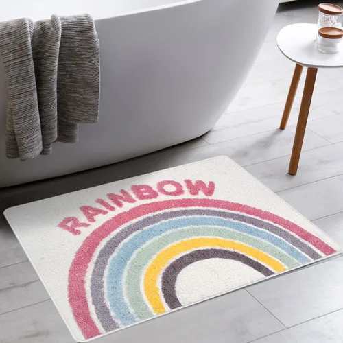 Miniatura 4 de Hi Space Alfombra de baño de 31.5 x 19.7 pulgadas, antideslizante, lavable a máquina, suave, absorbente, bonita, alfombra de baño de felpa