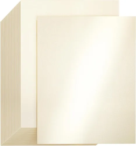 CreGear 25 hojas de papel de impresora de cartulina color crema brillante de 8.5 x 11 pulgadas, cartulina brillante de 78 libras/210gsm, cartulina