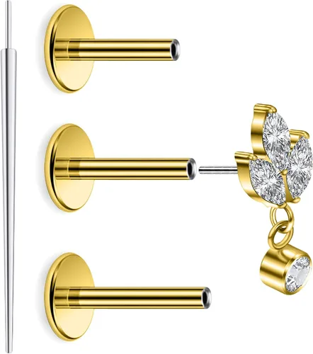 20G 18G 16G Astm F136 Titanio Sin Rosca Parte Trasera Plana Aretes Tragus Hélice Concha Joyería de Piercing Nariz Labio Anillos Hélice Frontal