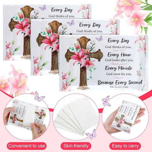 Miniatura 3 de PerKoop Paquete de 100 pañuelos faciales desechables de tamaño de viaje, 3 capas, para Pascua, primavera, viajes, boda, invitados, escuela, cartera