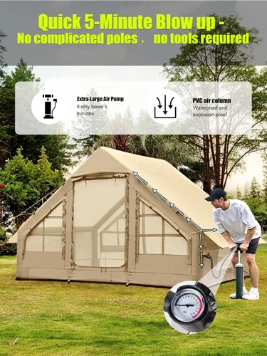 Miniatura 2 de Carpas inflables para acampar - Tienda de glamping fácil de inflar con bomba manual, tienda inflable de aire de PVC impermeable para acampar