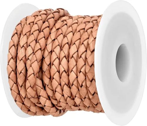 Miniatura 10 de GENIQUE Cuerda de Cuero Trenzada Redonda Genuina Real, Cuerda de Cuero para Manualidades, Hacer Joyería, Collar, Pulsera (5 Metros)