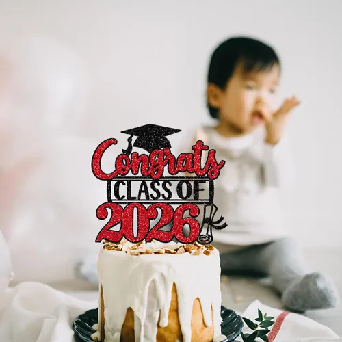 Miniatura 7 de Rsstarxi 1 paquete de 2026 con tapa de graduación 2026, decoración de pastel de felicitaciones graduadas para decoración de fiesta de graduación