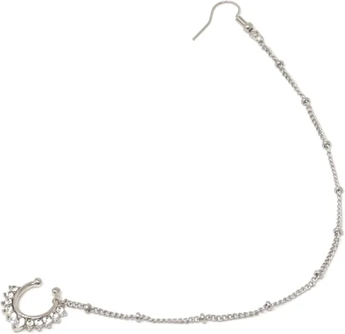 Honbay Anillo de septum falso sin perforación, anillos indios para nariz con cadena de nariz a oreja, Aleación, cristal