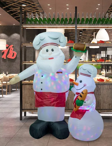 Miniatura 3 de AJY Combinación inflable gigante de chef y muñeco de nieve de 6 pies