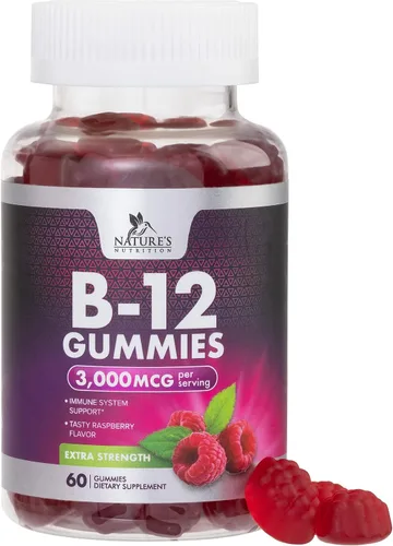Miniatura 10 de Gomitas energéticas de vitamina B12, 3000 mcg por porción extra fuerte B 12 gomita para metabolismo, apoyo inmunológico, suplementos dietéticos