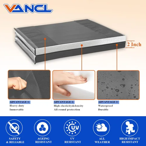 Miniatura 3 de Almohadillas de pared acolchadas para gimnasio, alfombrillas de pared de baloncesto, almohadillas de pared de espuma de 2 pulgadas de grosor, Gris