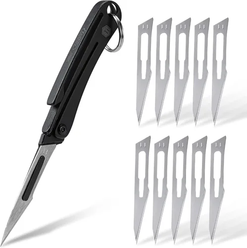 Miniatura 9 de KeyUnity KK07 - Cuchilla de Utilidad de Precisión para Manualidades, mango de titanio, mini herramienta de corte para manualidades, proyectos
