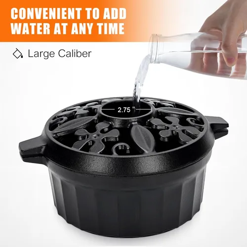 Miniatura 9 de G GOOD GAIN Vaporizador de Estufa de Leña - Cuenco Redondo de Hierro Fundido Olla Humidificadora de Chimenea con Abertura Superior Grande para Negro
