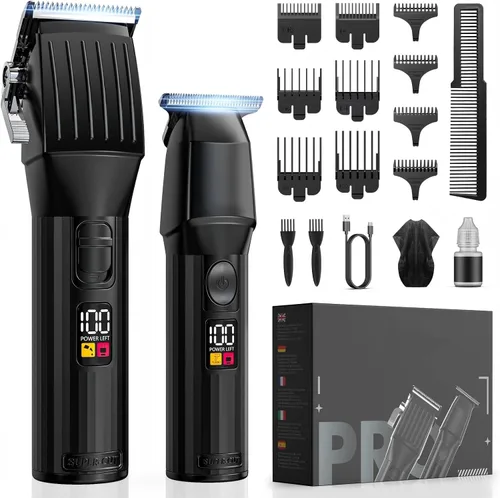Cortadora de pelo profesional para hombres, kit de recortadores inalámbricos con pantalla LED, recortador de barba eléctrico para niños, recortador