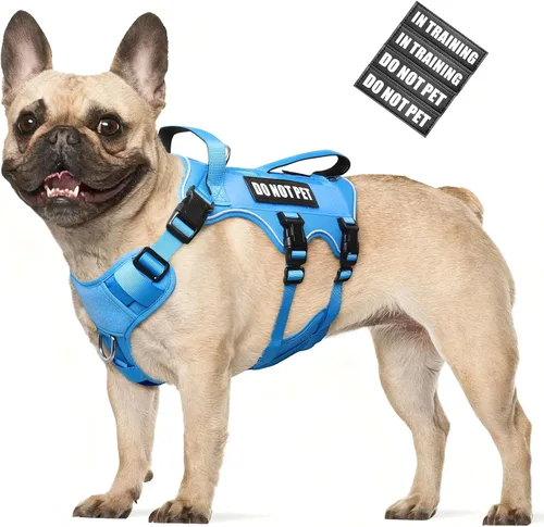 Miniatura 12 de WINSEE - Arnés para perro a prueba de fugas, arnés Molle de servicio y trabajo con doble asa, chaleco táctico para mascotas con 4 parches