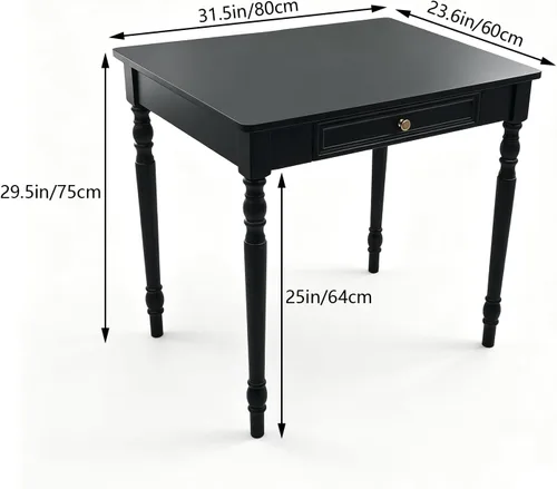 Miniatura 2 de Escritorio de madera maciza con cajones, pequeño escritorio con cajones para computadora, escritorio de PC para trabajo, estudio o juegos, fácil