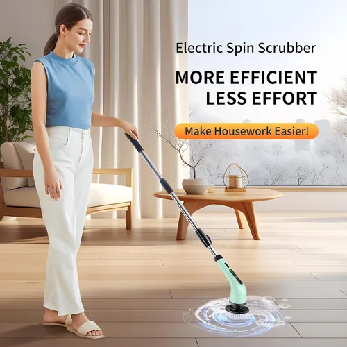 Miniatura 2 de Limpiador eléctrico giratorio, limpiador eléctrico inalámbrico para limpiar el baño, limpiador de ducha eléctrico con mango largo, cepillo