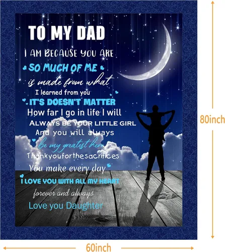 Miniatura 7 de Manta de franela de hija con texto en inglés "To My Dad", manta de franela para regalo de cumpleaños, súper suave, cálida y mullida, manta de lujo