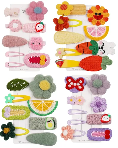33 piezas de horquilla de color caramelo para el cabello de los niños, flores y frutas, juego de horquilla arco iris, horquilla linda de animal de