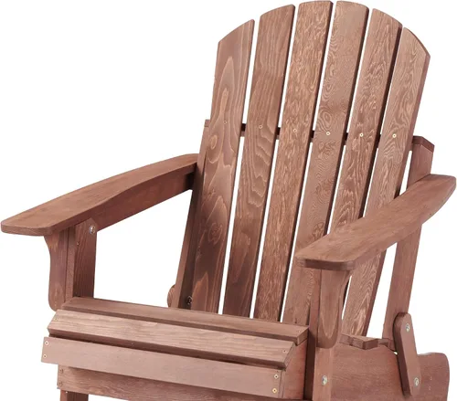 Miniatura 5 de Havemies Silla Adirondack plegable de madera de gran tamaño con respaldo premontado y tabla de asiento, silla de patio de madera para jardín, patio