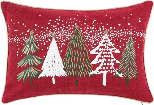 C&F Home Almohada decorativa de mezcla de algodón de Navidad con adornos de árboles nevados de 13 x 20 pulgadas, diseño de copos de nieve para el