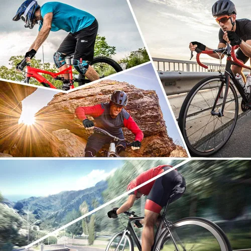 Miniatura 6 de MOREOK - Guantes para bicicleta de montaña (MTB) y ciclismo de descenso (DH), para hombres, de medio dedo, con almohadilla de gel que absorbe