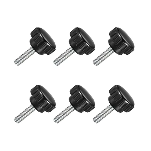 Miniatura 7 de TA-VIGOR 4 piezas M6 x 0.787 in tornillo de pulgar macho, rosca de acero al carbono, perillas moleteadas, agarre métrico M6 tornillo de pulgar