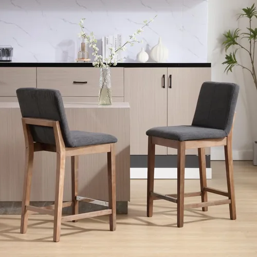 Kmax Juego de 2 taburetes de bar de 26 pulgadas de altura de mostrador, taburetes tapizados para encimera de cocina con soporte trasero, taburetes