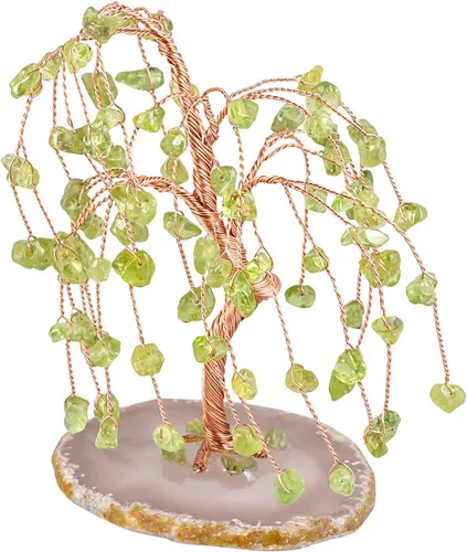 Miniatura 11 de TUMBEELLUWA Árbol de dinero de cristal curativo con rodajas de ágata, pulido de piedras preciosas pulidas, árbol bonsái, Feng Shui, decoración