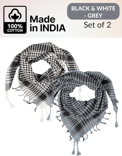 Miniatura 79 de LOVARZI Shemagh Cottons Arab Keffiyeh - Bufanda militar táctica para cabeza y cuello