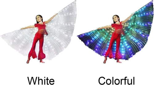 Miniatura 3 de CALIDAKA Alas LED Isis con luces LED alas de danza del vientre alas de ángel LED brillantes con palo telescópico alas de baile del vientre LED