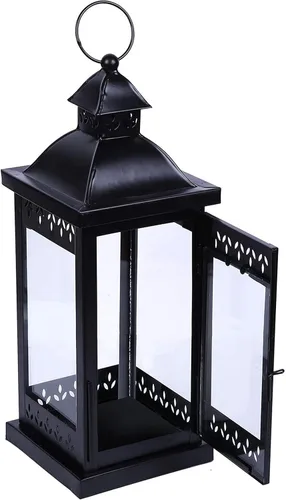 Miniatura 11 de Hosley's Farol estilo clásico, de 12 pulgadas de alto, de hierro y vidrio Regalo ideal para celebraciones, fiestas, bodas, Aromaterapia y Spa.