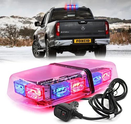 Miniatura 14 de Barra de luces estroboscópicas LED roja y azul de 12 pulgadas para techo, 72 LED, magnética, mini luz de advertencia de emergencia para vehículos