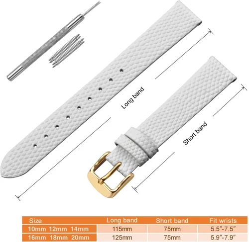 Miniatura 5 de ANNEFIT Correa de reloj de cuero para mujer, 0.394 in, 0.472 in, 0.512 in, 0.551 in, 0.591 in, 0.630 in, 0.709 in, 0.787 in, correa de repuesto