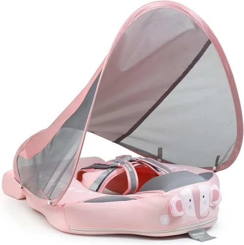 Mambobaby - Flotador de natación para bebé con toldo y cola, flotador de piscina infantil no inflable con material agradable a la piel para bebés de