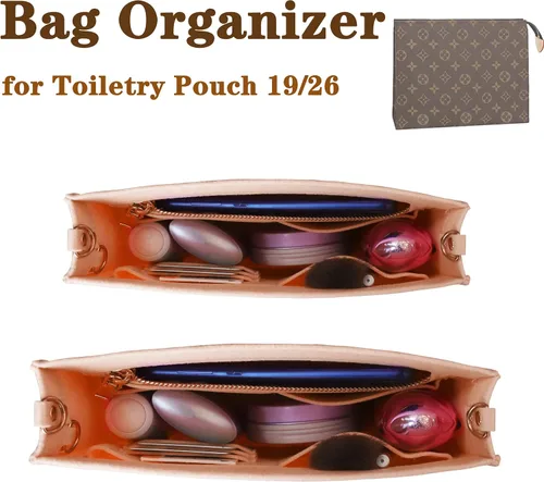 Miniatura 2 de MISIXILE Organizador de bolsa de fieltro con cremallera y hebillas doradas, organizador de bolso para bolsa de aseo 19 26